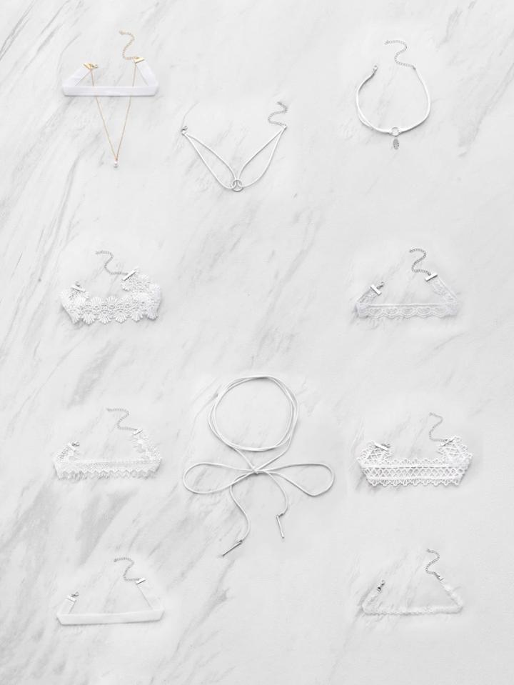 Romwe Lace Choker Necklace Set 10pcs