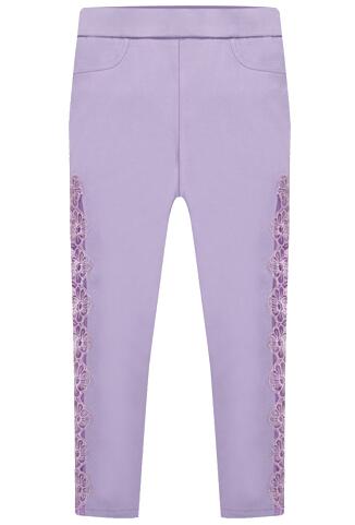 Romwe Lace Elastic Crop Purple Pant