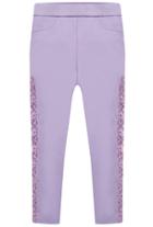 Romwe Lace Elastic Crop Purple Pant
