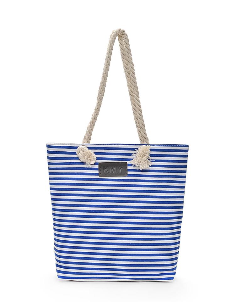 Romwe Striped Detail Shopper Bag