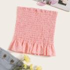 Romwe Polka Dot Shirred Peplum Bandeau