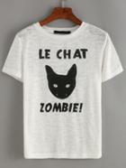 Romwe Panther Print T-shirt