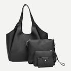 Romwe Solid Slouch Tote Bag With Clutch 4pcs