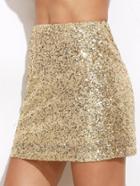 Romwe Embroidered Sequin Mini Skirt
