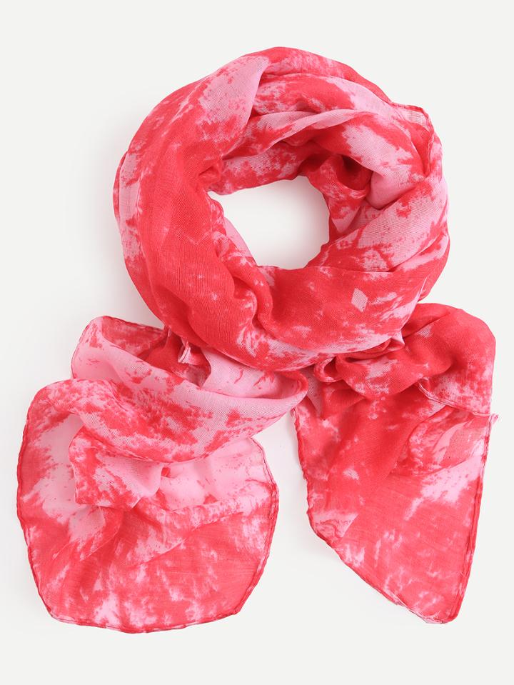 Romwe Red Tie Dye Print Scarf