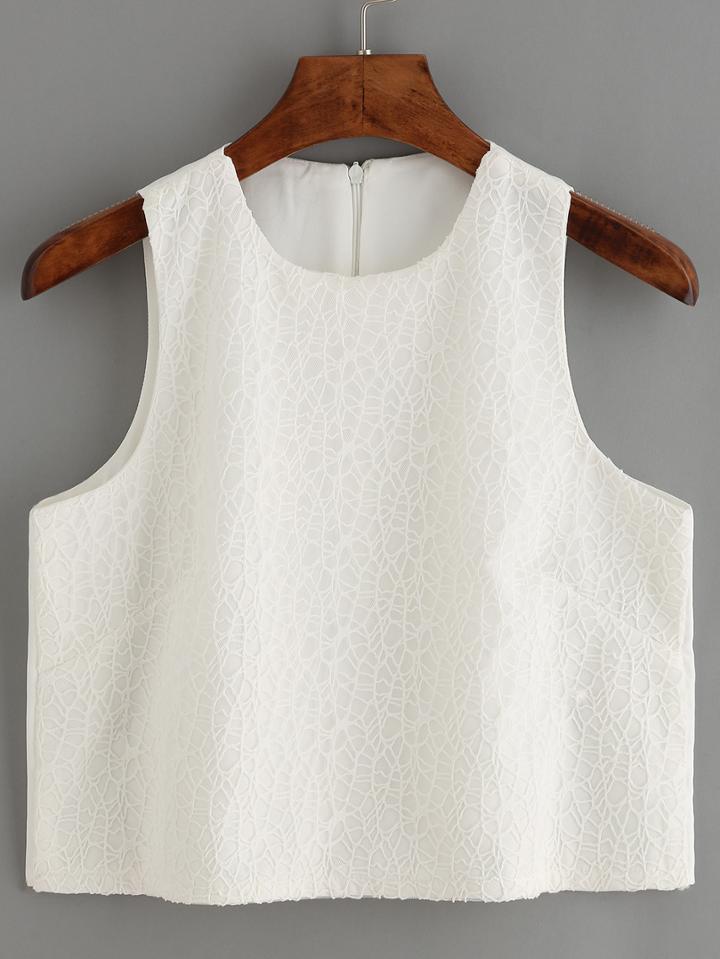 Romwe Crew Neck Zipper Tank Top