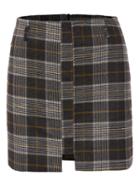 Romwe Plaid Cut Out Skinny Skirt