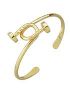 Romwe Gold Color Braided Metal Cuff Bangles