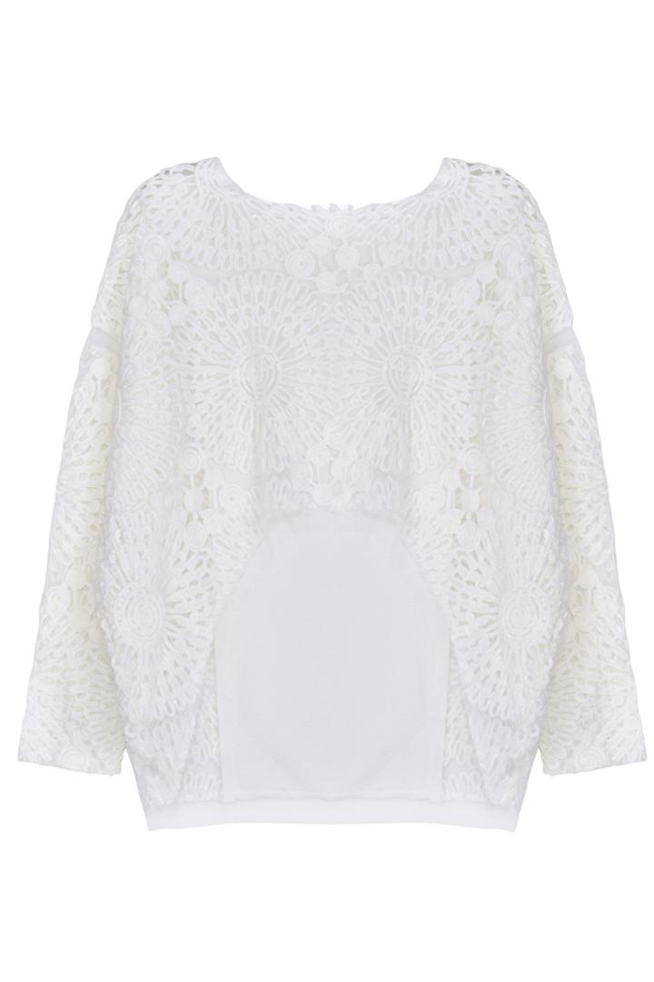 Romwe Romwe Long-sleeved Lace T-shirt