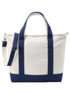 Romwe Contrast Canvas Tote Bag - Blue