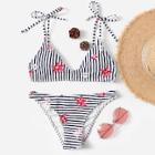 Romwe Random Floral & Striped Low Rise Bikini Set