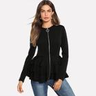 Romwe O-ring Zip Up Tiered Layer Hem Coat
