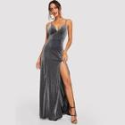 Romwe High Split Glitter Cami Maxi Prom Dress