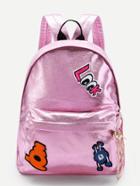Romwe Star And Letter Patch Decorated Pu Backpack