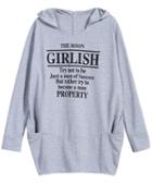 Romwe Girlish Print Hooded Loose Sweatshirt