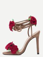 Romwe Multicolor Peep Toe Flower Stiletto Sandals