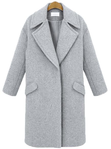 Romwe Lapel Pockets Woolen Coat