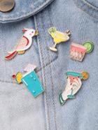 Romwe Bird & Cup Design Brooch Set