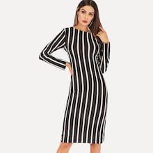 Romwe Striped Fitted Dress