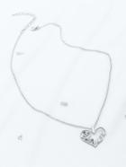 Romwe Silver Heart Shaped Pendant Chain Necklace