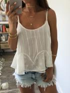 Romwe White Embroidered Cami Top
