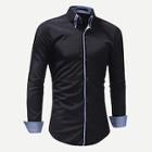 Romwe Guys Contrast Plaid Trim Shirt