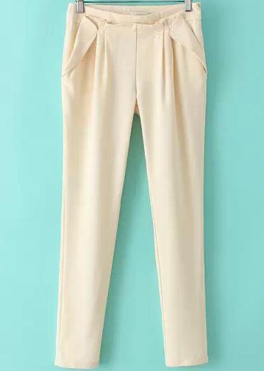 Romwe Ruffle Pockets Apricot Pant