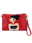 Romwe Cartoon Pattern Red Clutch Bag