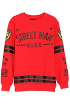 Romwe Street Man & Star Red Sweatshirt