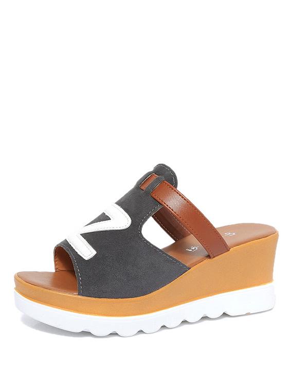 Romwe Letter Decorated Platform Sandals