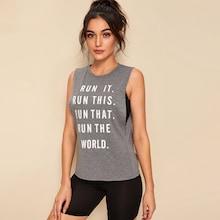Romwe Armhole Side Slogan Print Tee