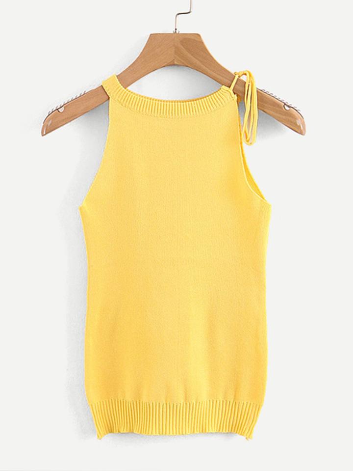 Romwe Tie Detail Knit Top