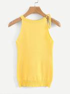 Romwe Tie Detail Knit Top