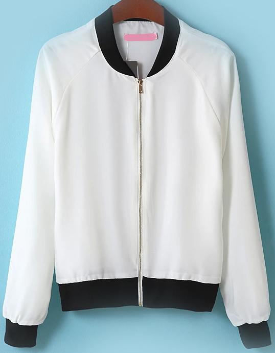 Romwe Floral Zipper Loose Jacket