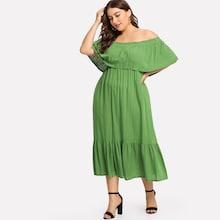 Romwe Plus Flounce Layered Neckline Dress