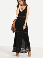 Romwe Lace Trimmed Buttoned Front Long Tank Dress