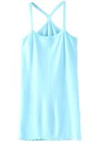 Romwe Light Blue Spaghetti Strap Peplun Hem Vest