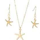 Romwe Starfish Pendant Necklace & Drop Earrings 3pcs