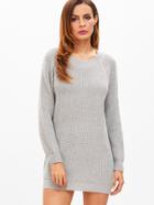 Romwe Heather Grey Raglan Sleeve Sweater Dress
