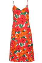 Romwe Floral Print Orange Camisole Dress