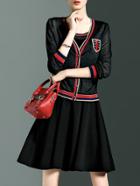 Romwe Black Sleeveless Jacket Two-piece Dress