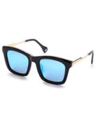 Romwe Blue Lenses Retro Reflective Square Sunglasses