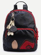 Romwe Black Contrast Patch Lovely Charm Detail Backpack