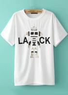 Romwe With Sequined Robot Pattern T-shirt