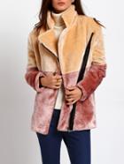 Romwe Apricot Brown Long Sleeve Lapel Faux Fur Coat