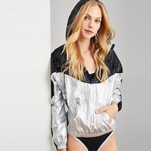 Romwe Cut And Sew Zipper Sweatshirt