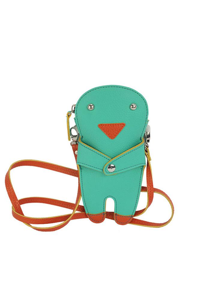 Romwe Green Cartoon Zipper Pu Clutches