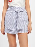 Romwe Vertical Striped Knotted Front Skirt