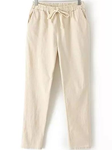Romwe Drawstring Harem Apricot Pant
