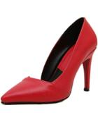 Romwe Red Point Toe Cutout High Heeled Pumps